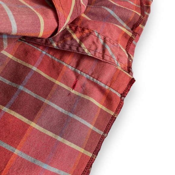 Vintage 90s Y2K Wrangler Berry Red Plaid Western Pearl Snap Shirt Big and Tall - Picture 5 of 5